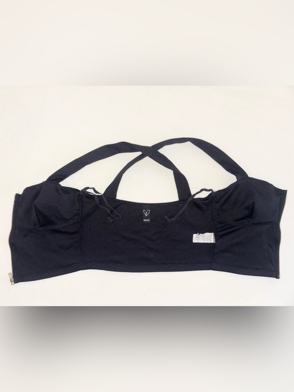 Windsor Small Black Ruched Bustier Crop Top Criss Cross Straps - Picture 8 of 10